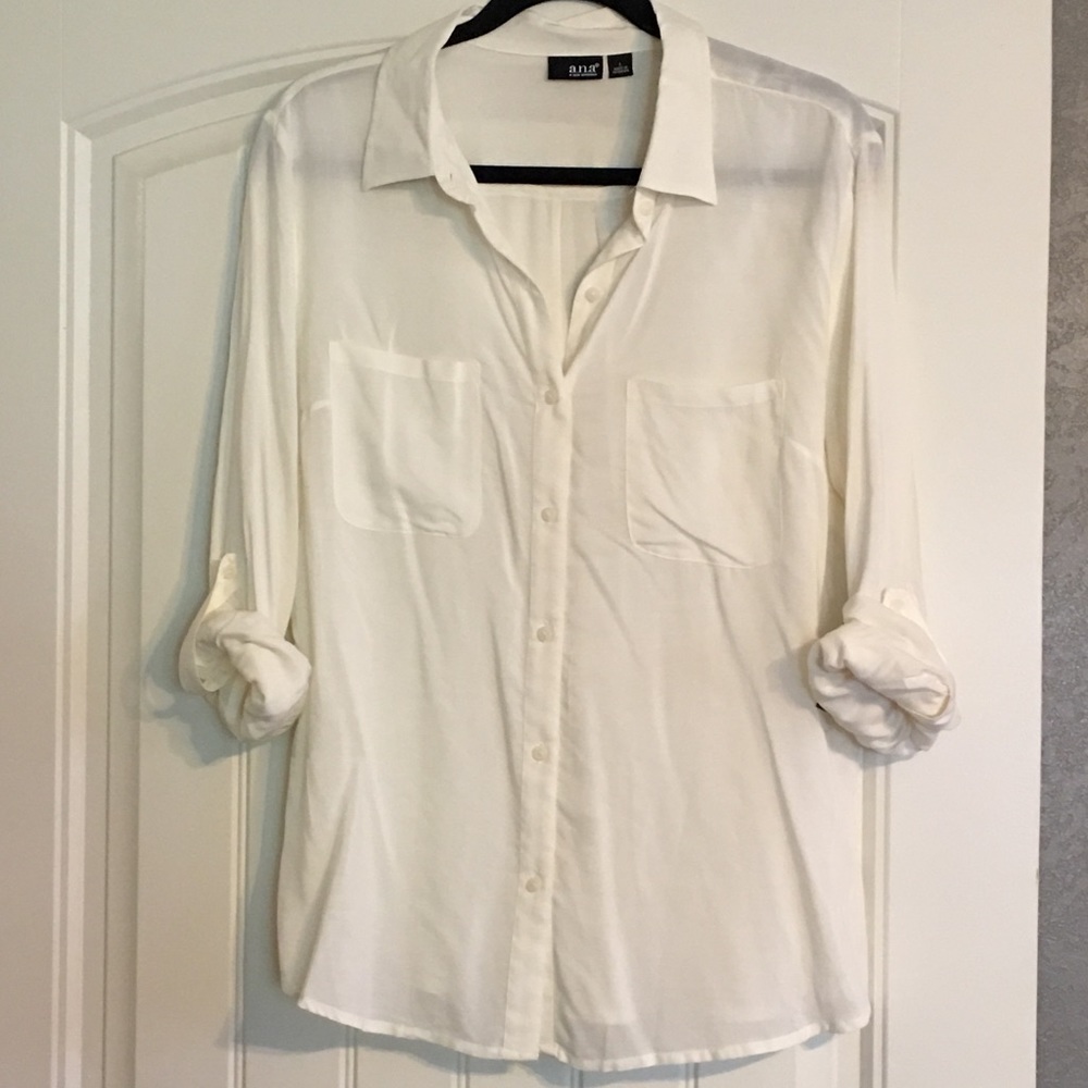 A.N.A. Camp roll sleeve blouse